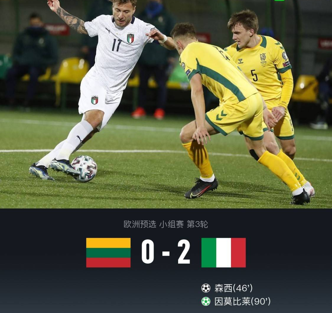 意大利战胜立陶宛，小组赛积分榜登顶